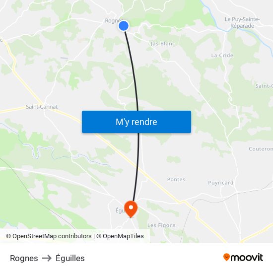 Rognes to Éguilles map