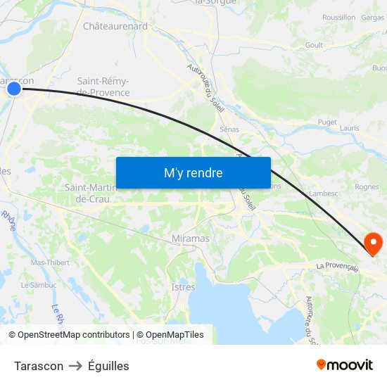 Tarascon to Éguilles map