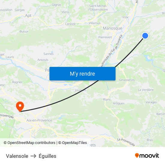 Valensole to Éguilles map