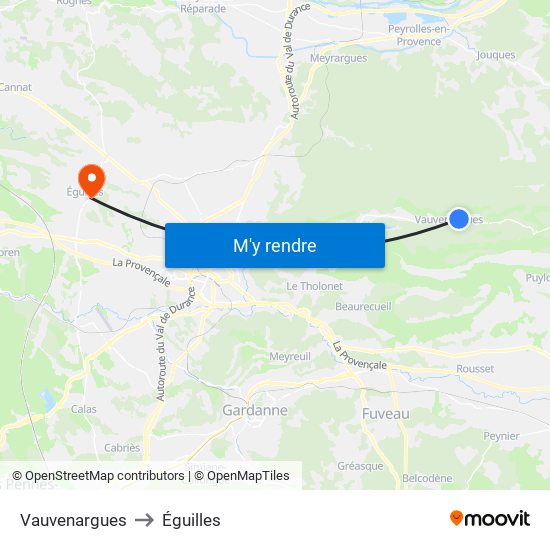 Vauvenargues to Éguilles map