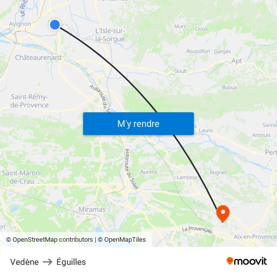 Vedène to Éguilles map