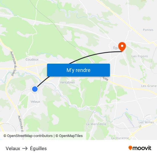 Velaux to Éguilles map