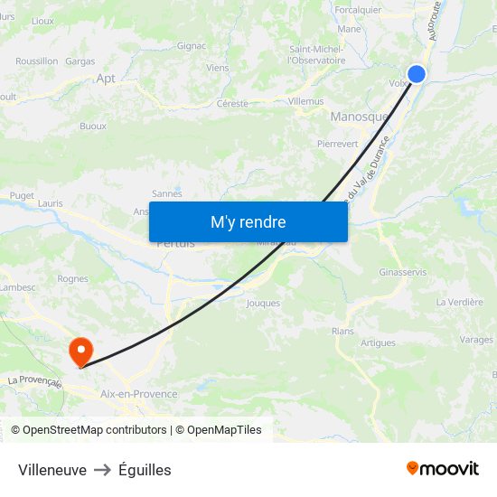 Villeneuve to Éguilles map