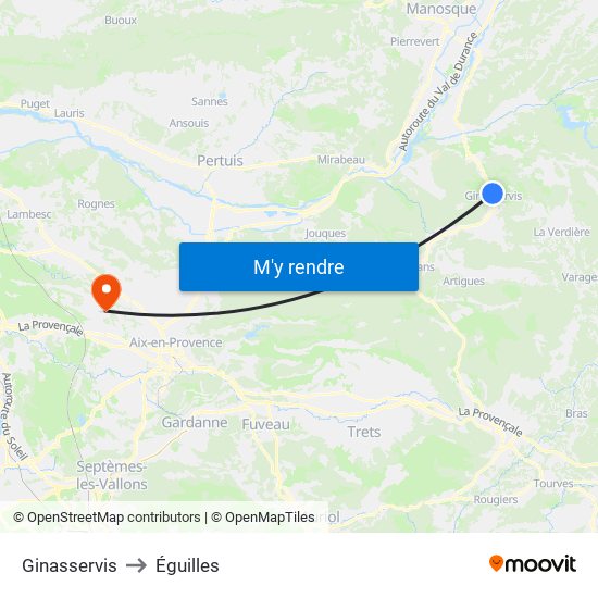 Ginasservis to Éguilles map