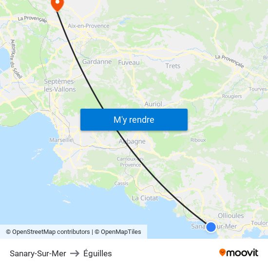 Sanary-Sur-Mer to Éguilles map