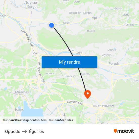 Oppède to Éguilles map