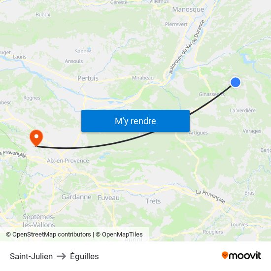 Saint-Julien to Éguilles map