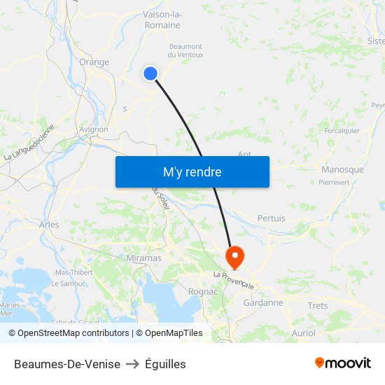 Beaumes-De-Venise to Éguilles map