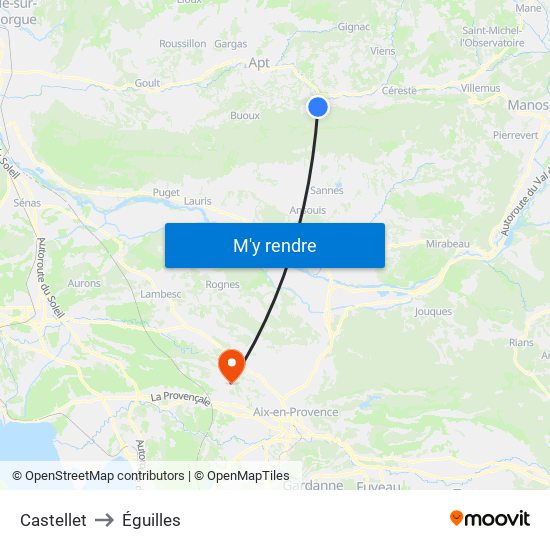 Castellet to Éguilles map