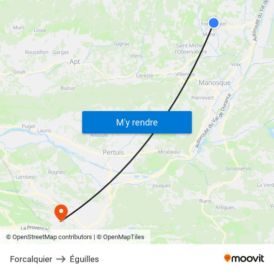 Forcalquier to Éguilles map