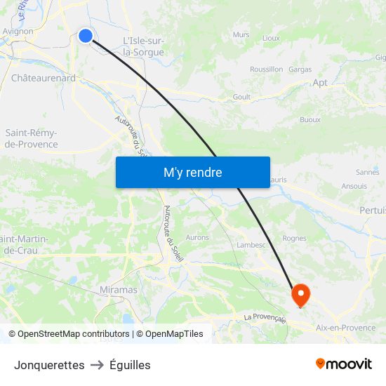 Jonquerettes to Éguilles map