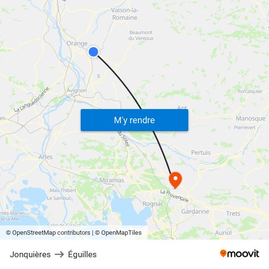 Jonquières to Éguilles map