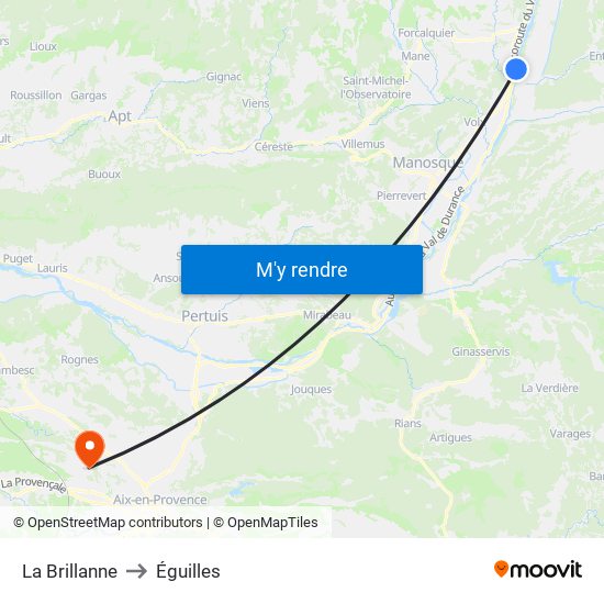 La Brillanne to Éguilles map