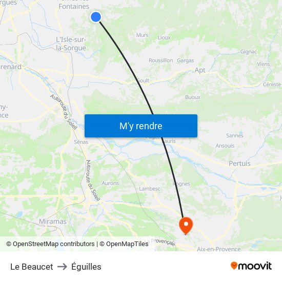 Le Beaucet to Éguilles map