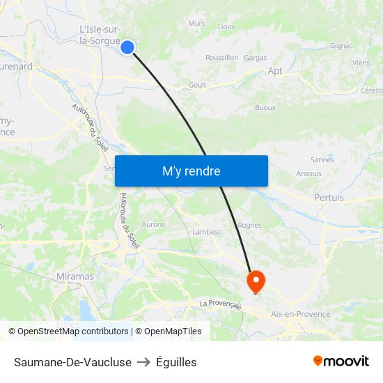 Saumane-De-Vaucluse to Éguilles map