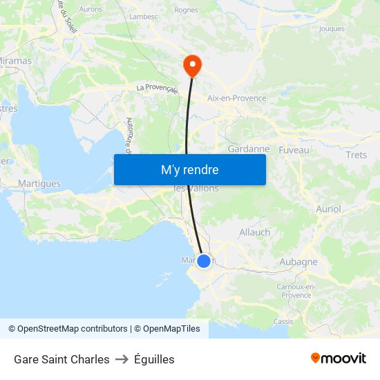 Gare Saint Charles to Éguilles map