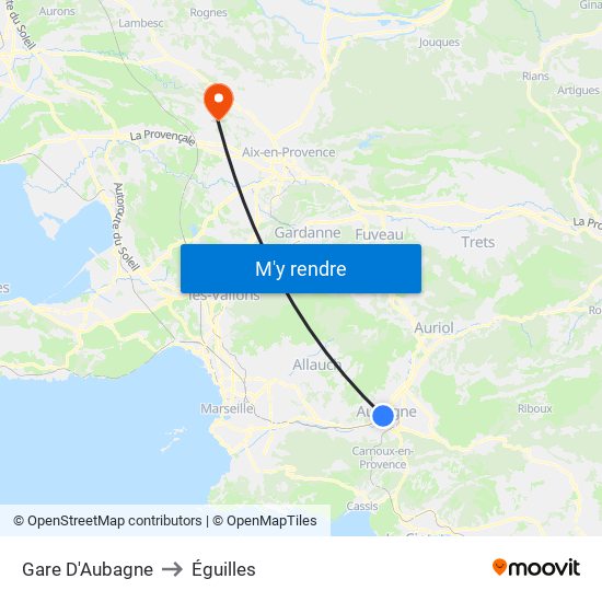 Gare D'Aubagne to Éguilles map