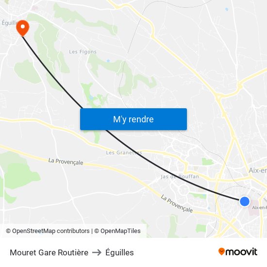 Mouret Gare Routière to Éguilles map
