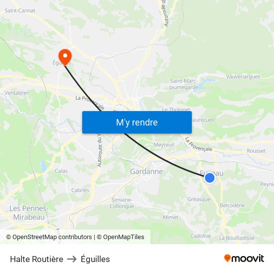 Halte Routière to Éguilles map