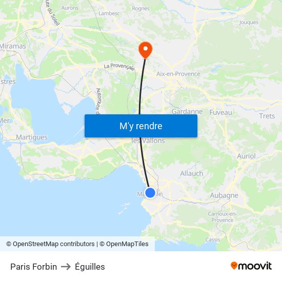 Paris Forbin to Éguilles map