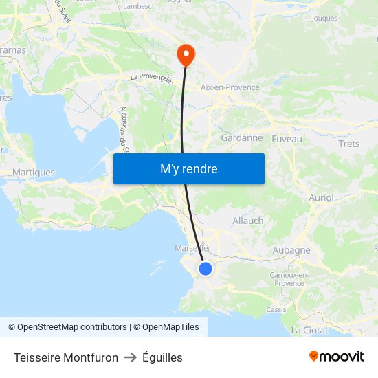 Teisseire Montfuron to Éguilles map