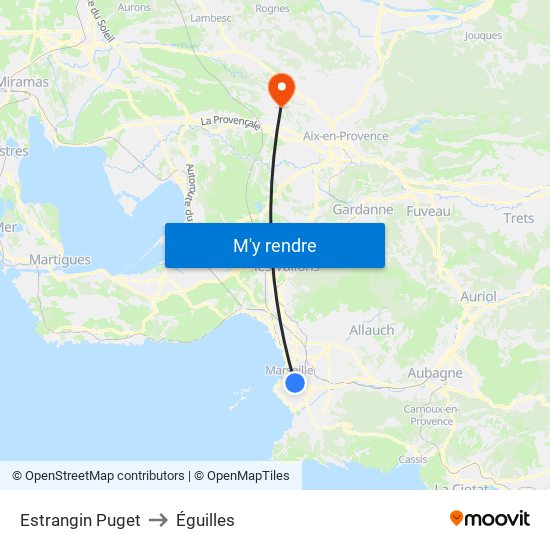 Estrangin Puget to Éguilles map