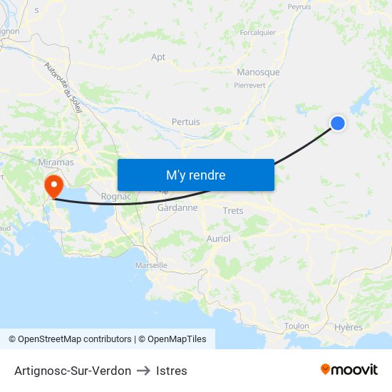 Artignosc-Sur-Verdon to Istres map