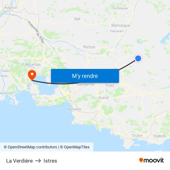La Verdière to Istres map