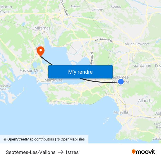 Septèmes-Les-Vallons to Istres map