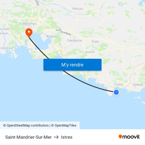 Saint-Mandrier-Sur-Mer to Istres map