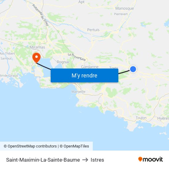 Saint-Maximin-La-Sainte-Baume to Istres map