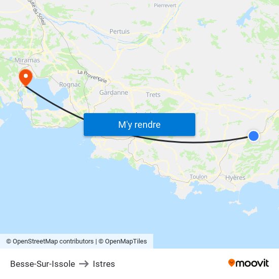 Besse-Sur-Issole to Istres map