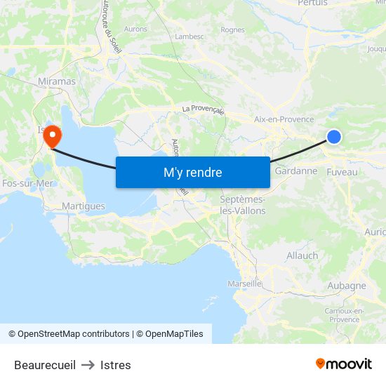 Beaurecueil to Istres map