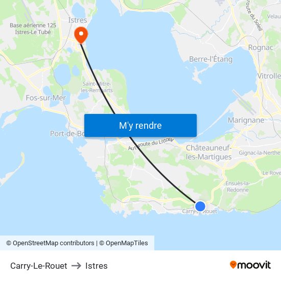 Carry-Le-Rouet to Istres map