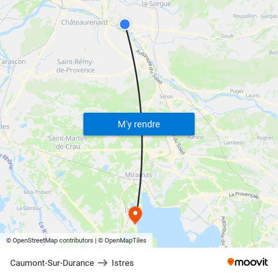 Caumont-Sur-Durance to Istres map
