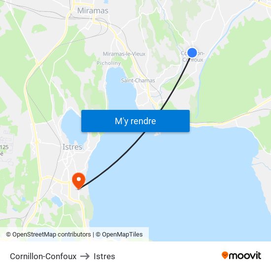 Cornillon-Confoux to Istres map