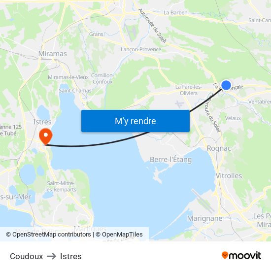 Coudoux to Istres map