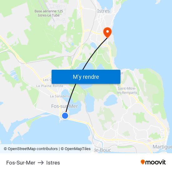 Fos-Sur-Mer to Istres map