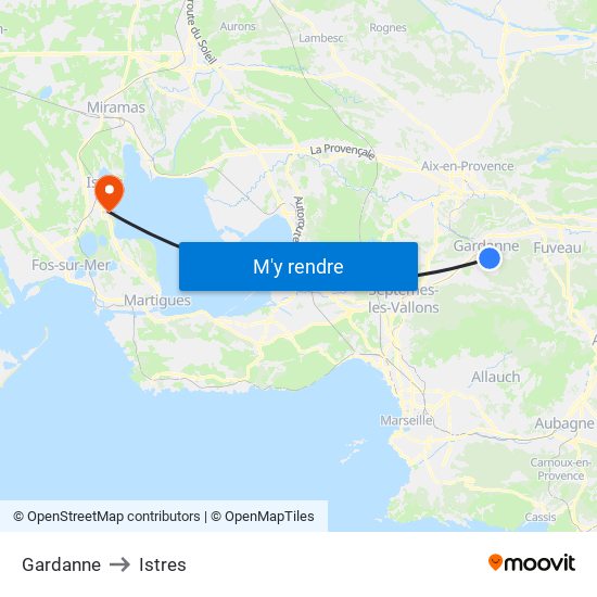 Gardanne to Istres map