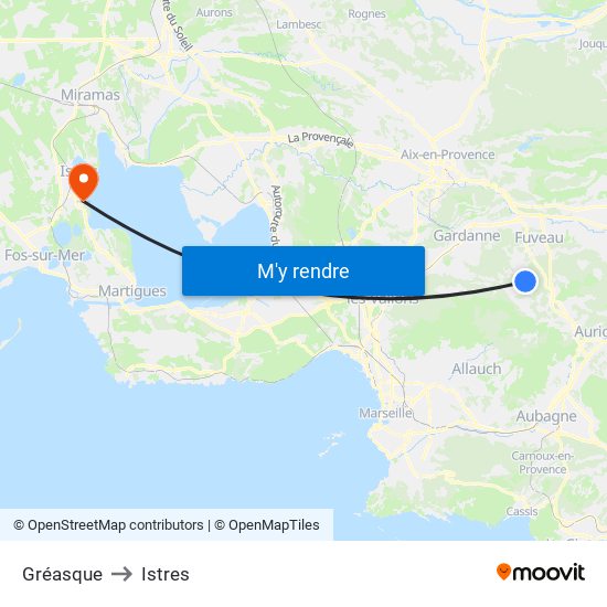 Gréasque to Istres map