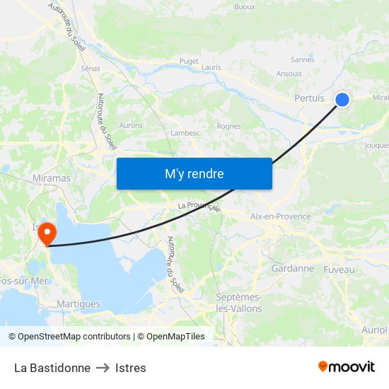 La Bastidonne to Istres map