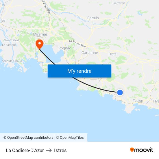 La Cadière-D'Azur to Istres map