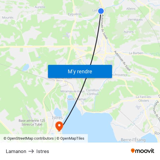 Lamanon to Istres map