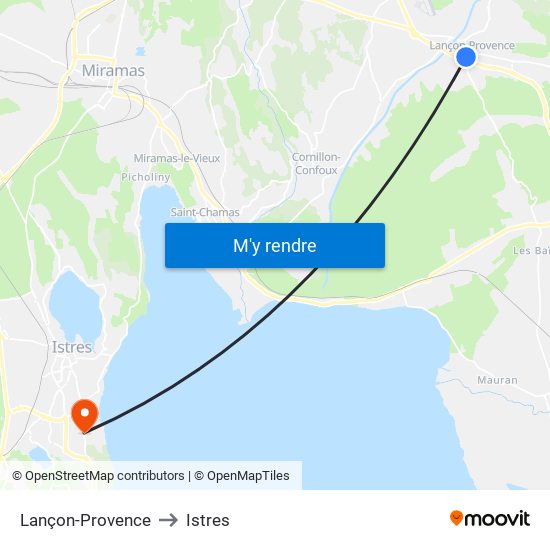 Lançon-Provence to Istres map