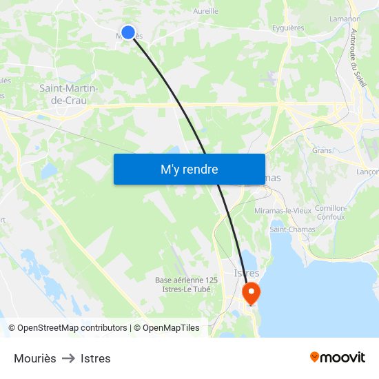 Mouriès to Istres map