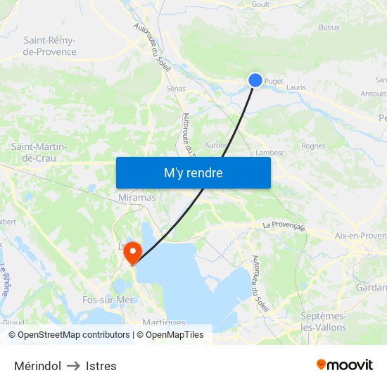 Mérindol to Istres map