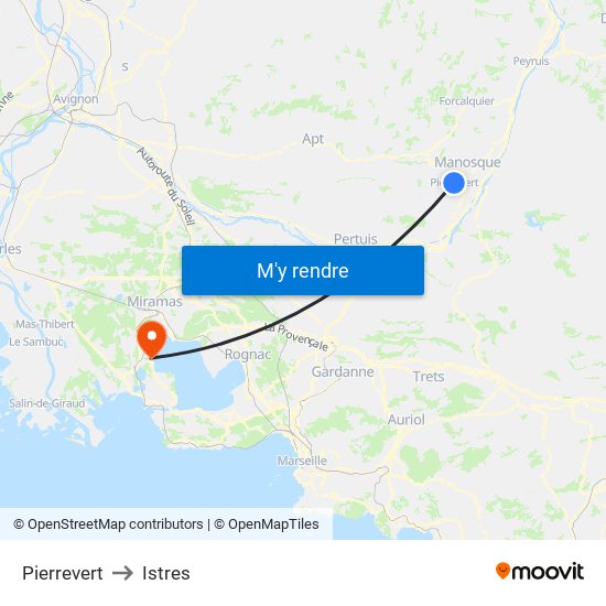 Pierrevert to Istres map