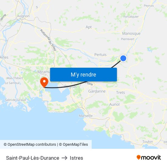 Saint-Paul-Lès-Durance to Istres map