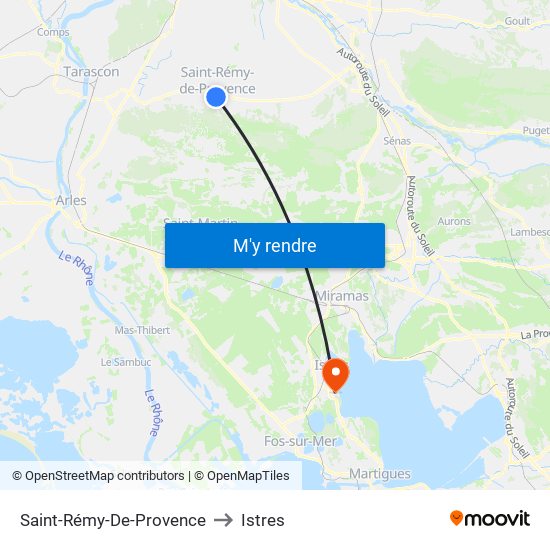 Saint-Rémy-De-Provence to Istres map