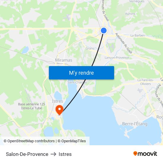 Salon-De-Provence to Istres map